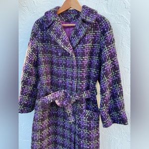 50’s/60’s Vintage PURPLE Textured Coat / Retro 60’s Woven Coat Sm/Med